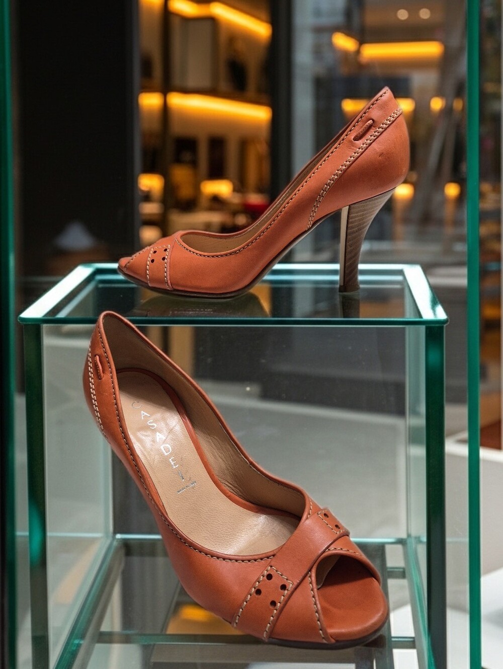 Casadei Made In Italy Open Toe Pumps Women's Sz 5.5 M